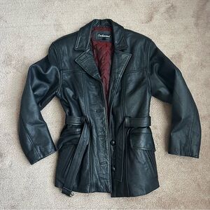 Elegant Black Leather Jacket by Oakwood